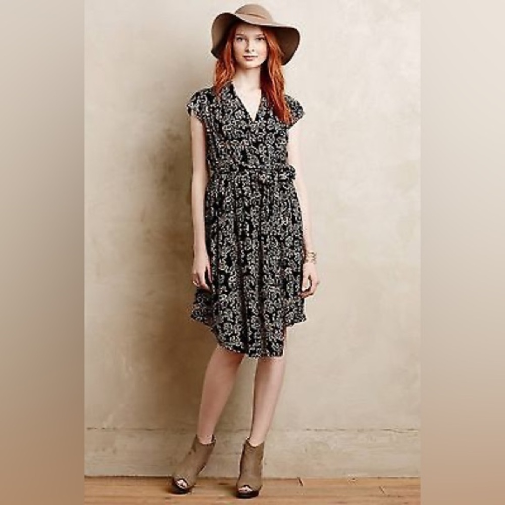 Anthropologie Black & Cream Elephant Dress